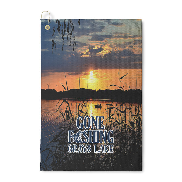 Custom Gone Fishing Waffle Weave Golf Towel (Personalized)