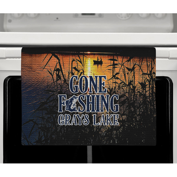 Gone Fishing Waffle Weave Towel - Full Color Print - Lifestyle2 Image