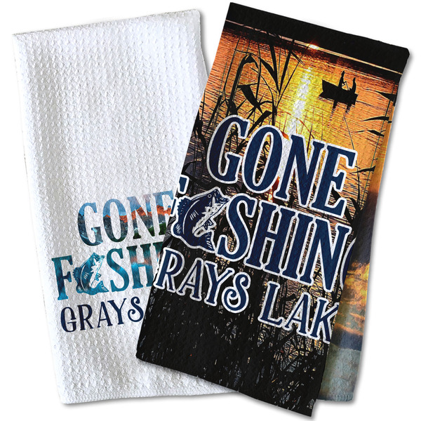 Gone Fishing Waffle Weave Towels - Two Print Styles