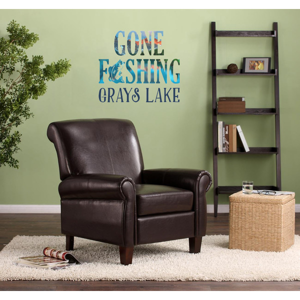 Gone Fishing Wall Graphic on Living Room Wall