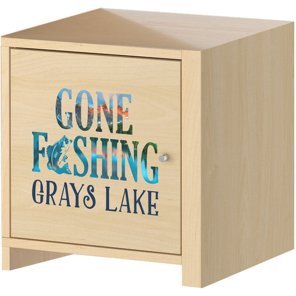 Gone Fishing Wall Graphic on Wooden Cabinet