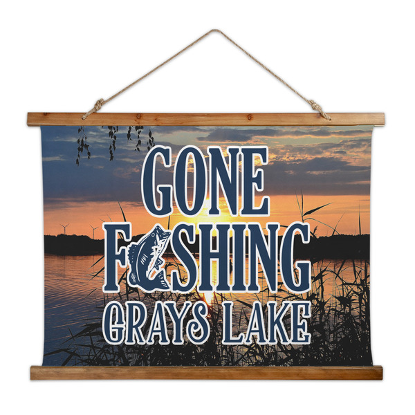 Custom Gone Fishing Wall Hanging Tapestry - Wide (Personalized)