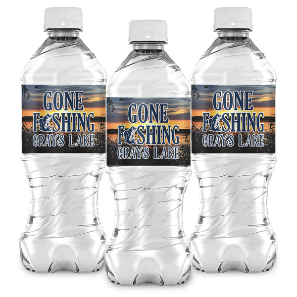 Gone Fishing Water Bottle Labels - Front View