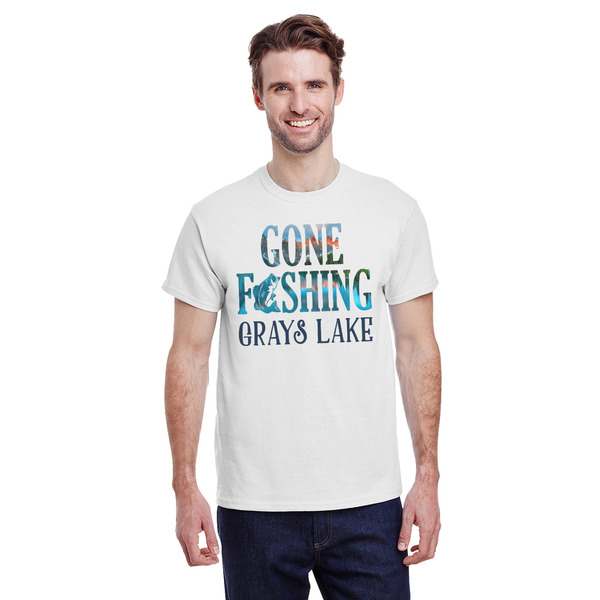 Custom Gone Fishing T-Shirt - White - Large (Personalized)