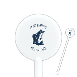 Gone Fishing 5.5" Round Plastic Stir Sticks - White - Single Sided (Personalized)