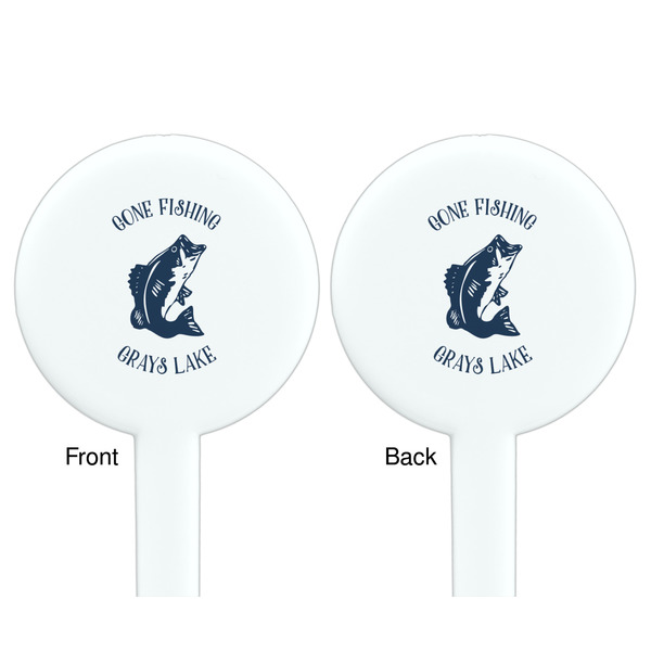 Gone Fishing White Plastic 7" Stir Stick - Double Sided - Round - Front & Back