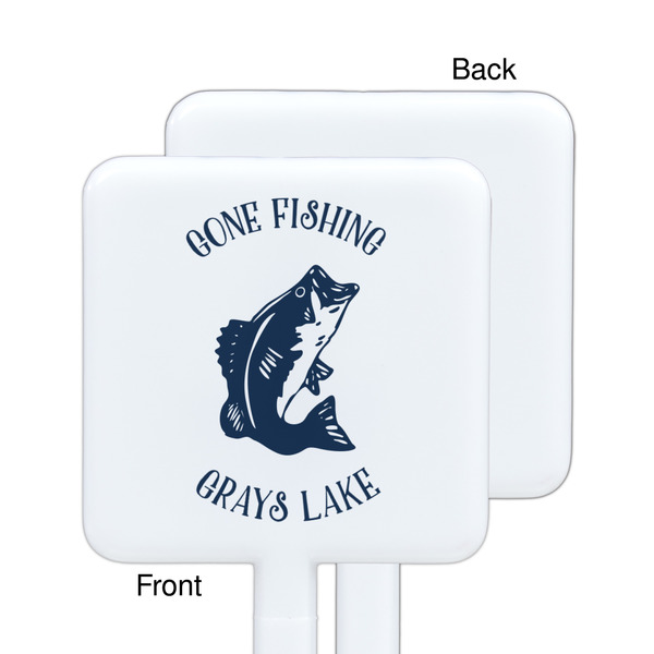 Gone Fishing White Plastic Stir Stick - Single Sided - Square - Approval