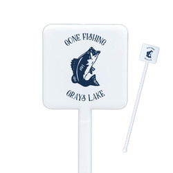 Gone Fishing Square Plastic Stir Sticks - Double Sided (Personalized)