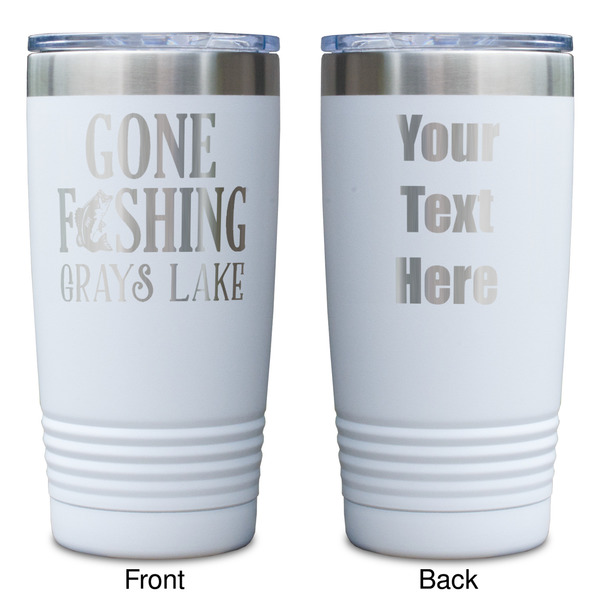 Gone Fishing White Polar Camel Tumbler - 20oz - Double Sided - Approval