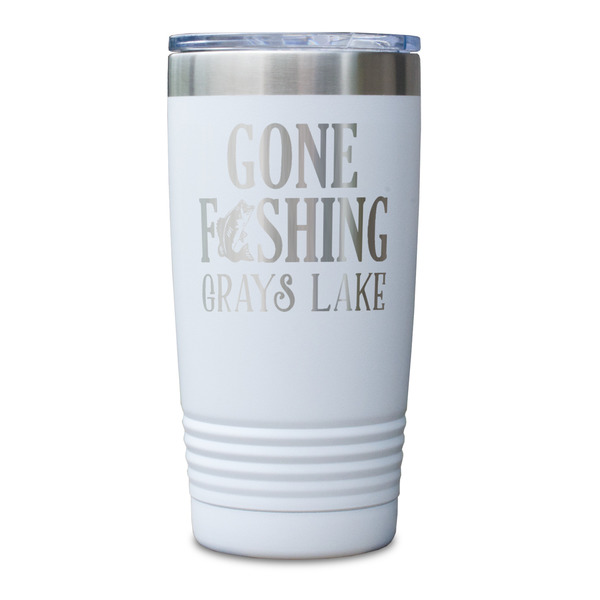 Gone Fishing White Polar Camel Tumbler - 20oz - Single Sided - Approval