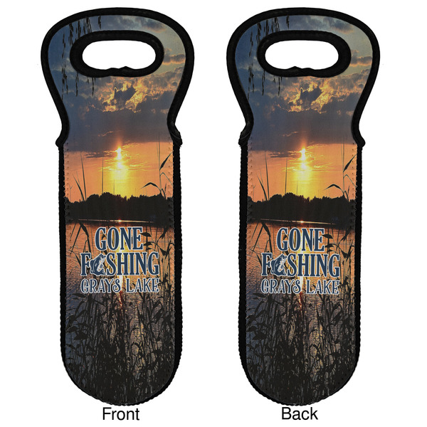Gone Fishing Wine Tote Front & Back