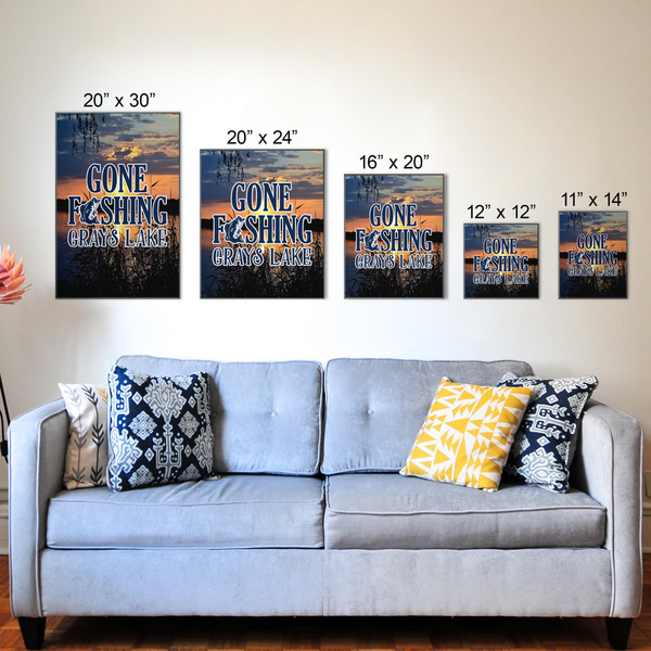 Gone Fishing Wood Prints - Size Comparison