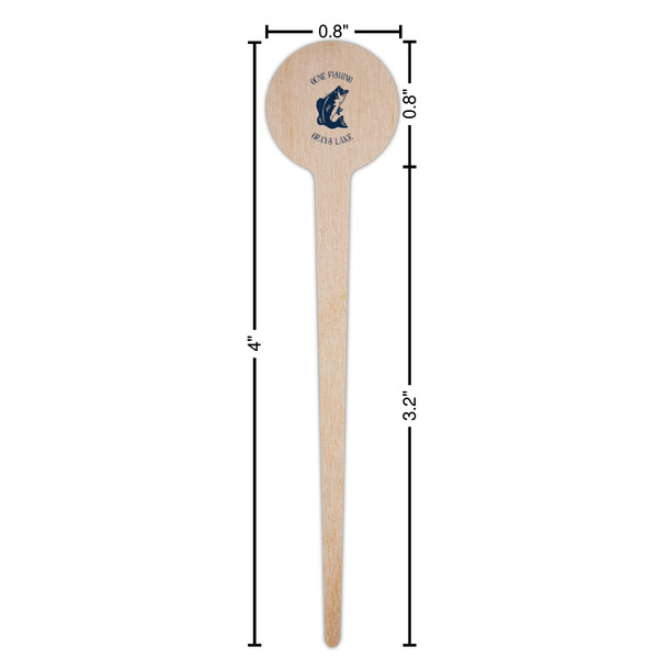 Gone Fishing Wooden 4" Food Pick - Round - Dimensions