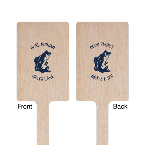 Gone Fishing Wooden 6.25" Stir Stick - Rectangular - Double Sided - Front & Back