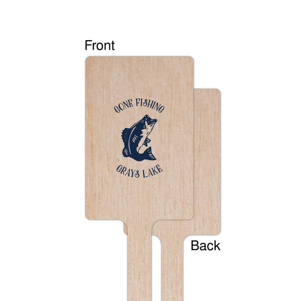 Gone Fishing Wooden 6.25" Stir Stick - Rectangular - Single - Front & Back