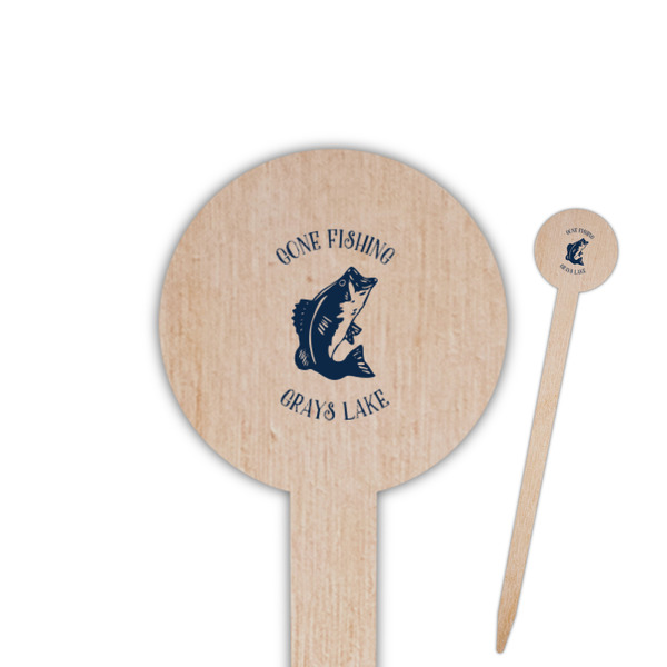 Custom Gone Fishing Round Wooden Food Picks (Personalized)