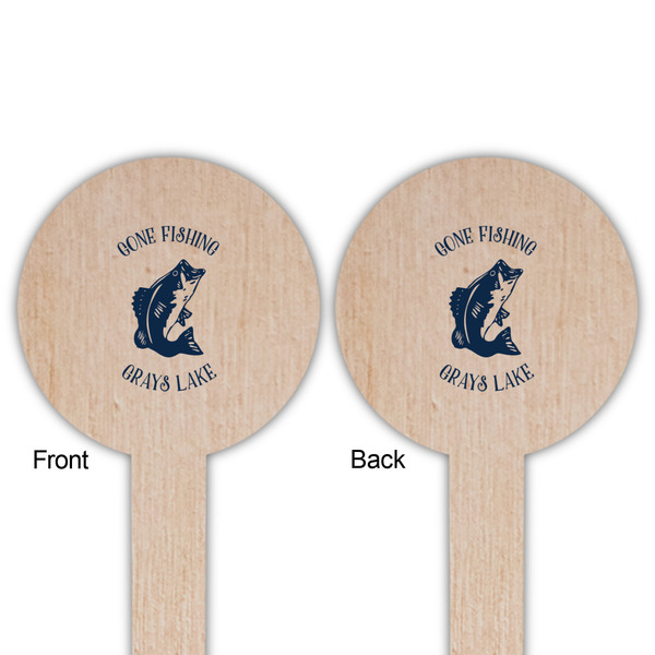 Gone Fishing Wooden 6" Food Pick - Round - Double Sided - Front & Back