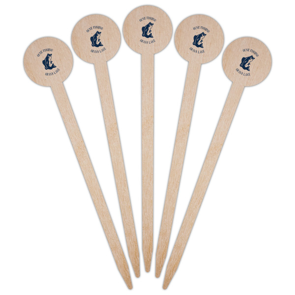 Gone Fishing Wooden 6" Food Pick - Round - Fan View