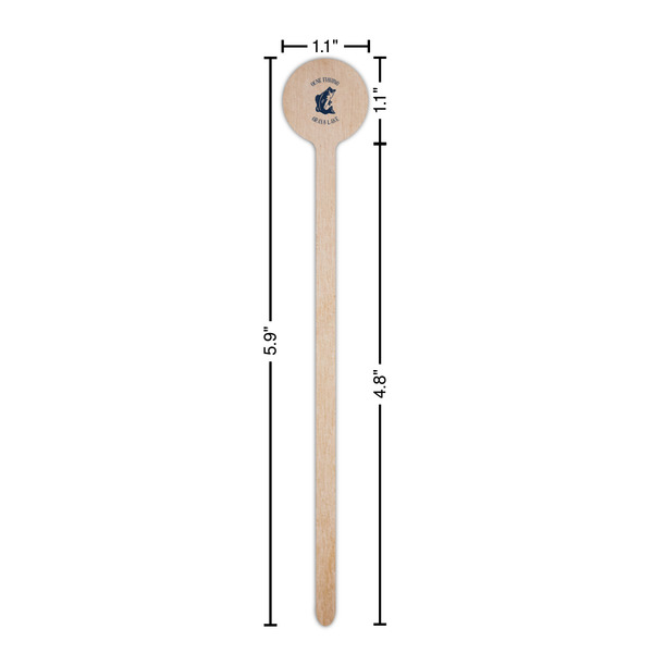 Gone Fishing Wooden 6" Stir Stick - Round - Dimensions