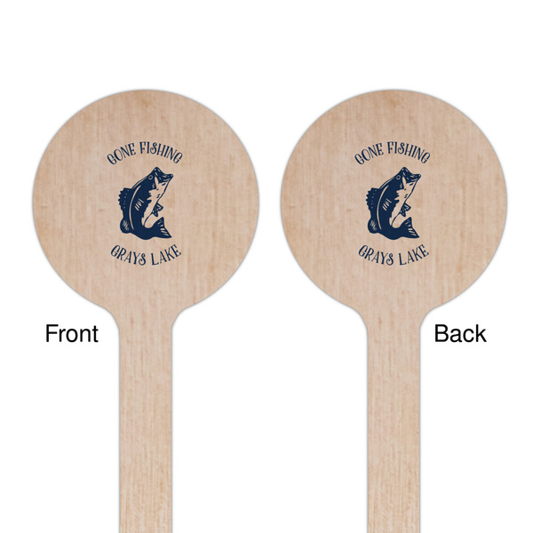 Gone Fishing Wooden 6" Stir Stick - Round - Double Sided - Front & Back