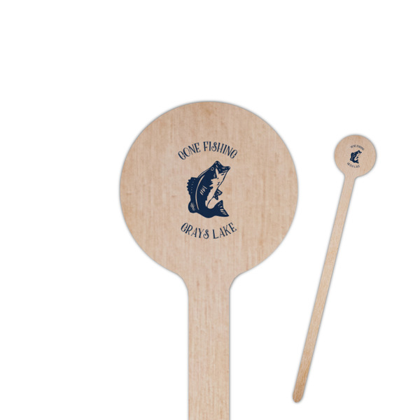 Custom Gone Fishing 7.5" Round Wooden Stir Sticks - Double Sided (Personalized)