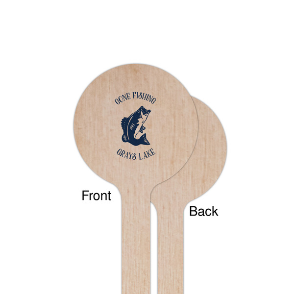 Gone Fishing Wooden 7.5" Stir Stick - Round - Single Sided - Front & Back