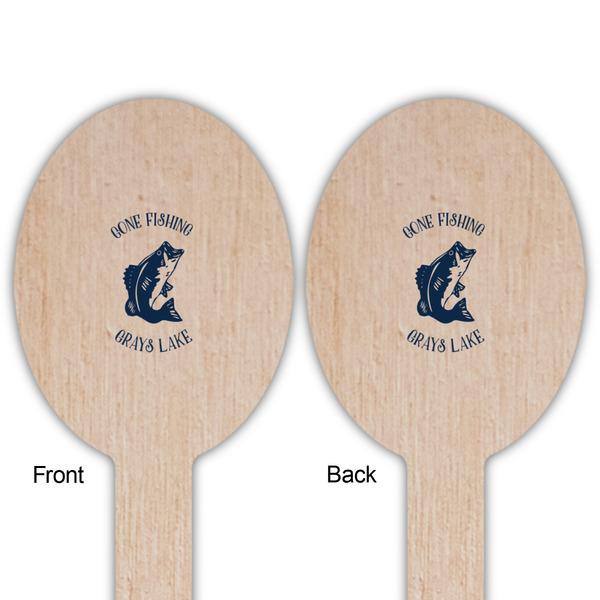 Gone Fishing Wooden Food Pick - Oval - Double Sided - Front & Back