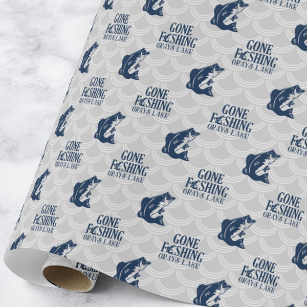 Custom Gone Fishing Wrapping Paper Roll - Large (Personalized)