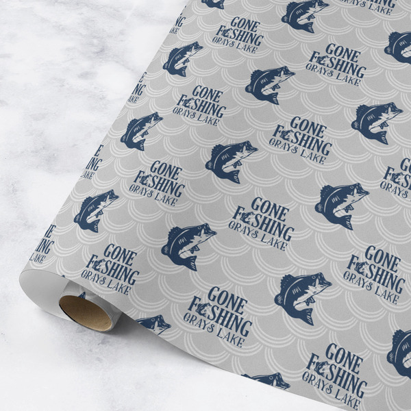 Custom Gone Fishing Wrapping Paper Roll - Medium - Matte (Personalized)