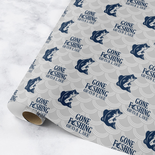 Custom Gone Fishing Wrapping Paper Roll - Medium (Personalized)