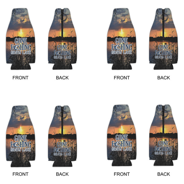 Gone Fishing Zipper Bottle Cooler - Set of 4 - APPROVAL