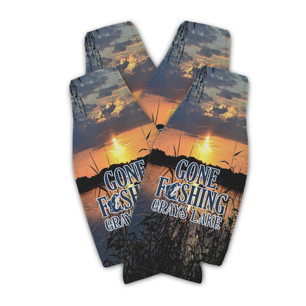 Custom Gone Fishing Zipper Bottle Cooler - Set of 4 (Personalized)