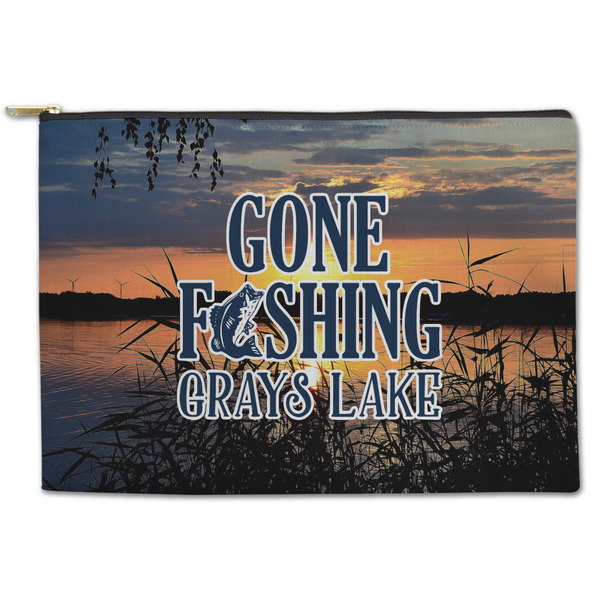 Custom Gone Fishing Zipper Pouch - Large - 12.5"x8.5" (Personalized)