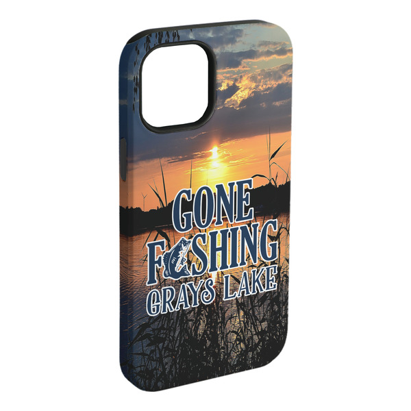 Custom Gone Fishing iPhone Case - Rubber Lined - iPhone 15 Plus (Personalized)