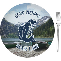 Gone Fishing Glass Appetizer / Dessert Plate 8" (Personalized)