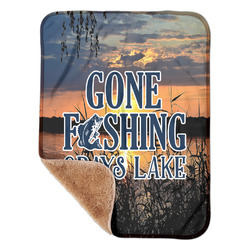 Gone Fishing Sherpa Baby Blanket - 30" x 40" w/ Name or Text