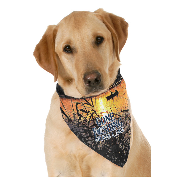 Custom Gone Fishing Dog Bandana Scarf w/ Photo