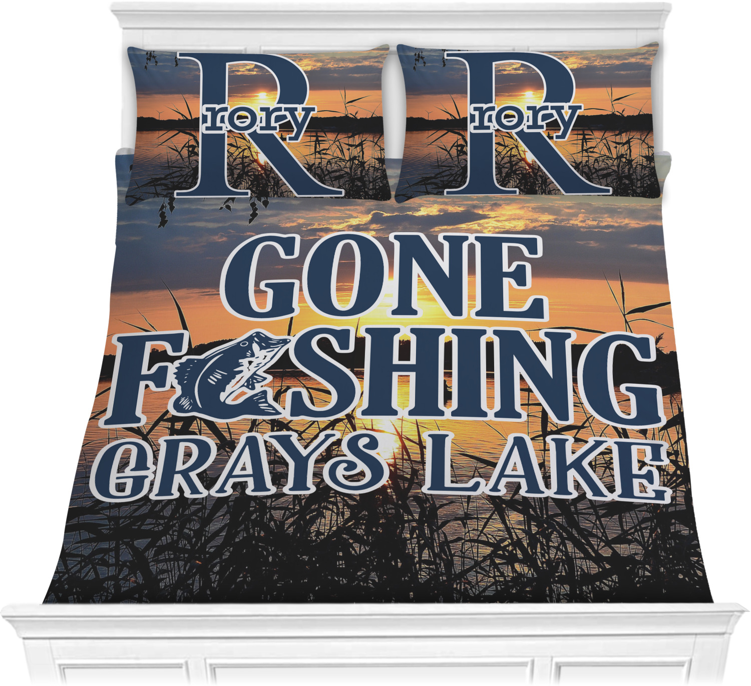 Custom Gone Fishing Comforters (Personalized)