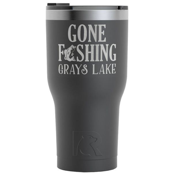 Custom Gone Fishing RTIC Tumbler - Black - Engraved Front (Personalized)