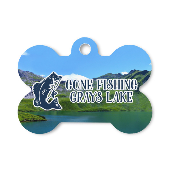 Custom Gone Fishing Bone Shaped Dog ID Tag - Small (Personalized)