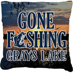 Gone Fishing Faux-Linen Throw Pillow 16" (Personalized)