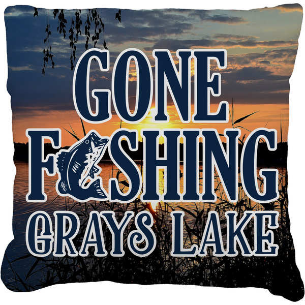 Custom Gone Fishing Faux-Linen Throw Pillow 18" (Personalized)