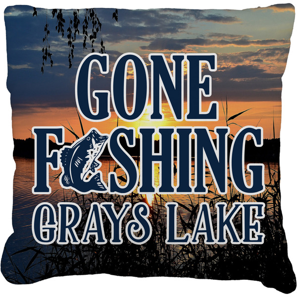 Custom Gone Fishing Faux-Linen Throw Pillow 26" (Personalized)