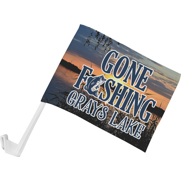 Custom Gone Fishing Car Flag - Small (Personalized)