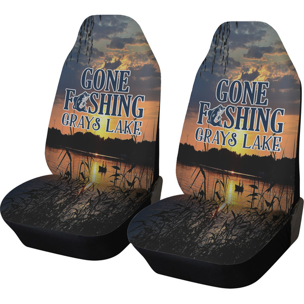 Custom Gone Fishing Car Seat Covers (Set of Two) (Personalized)