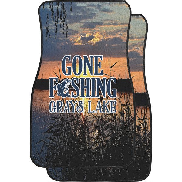 Custom Gone Fishing Car Floor Mats (Front Seat) (Personalized)