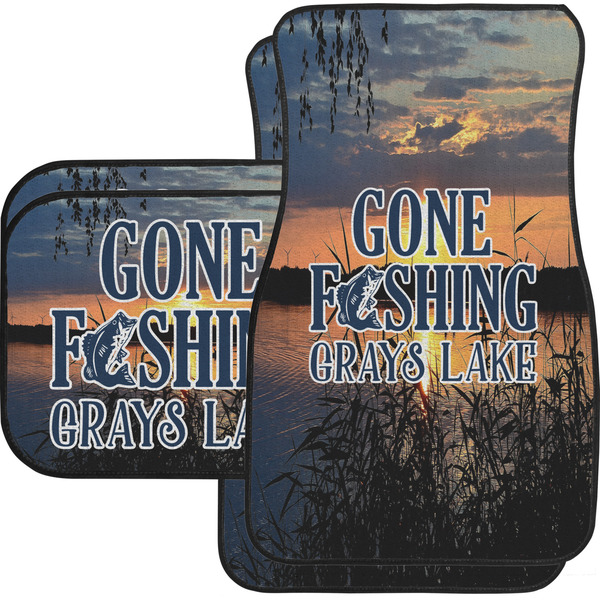 Custom Gone Fishing Car Floor Mats Set - 2 Front & 2 Back (Personalized)