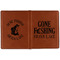 Hunting / Fishing Quotes and Sayings Cognac Leather Passport Holder Outside Double Sided - Apvl