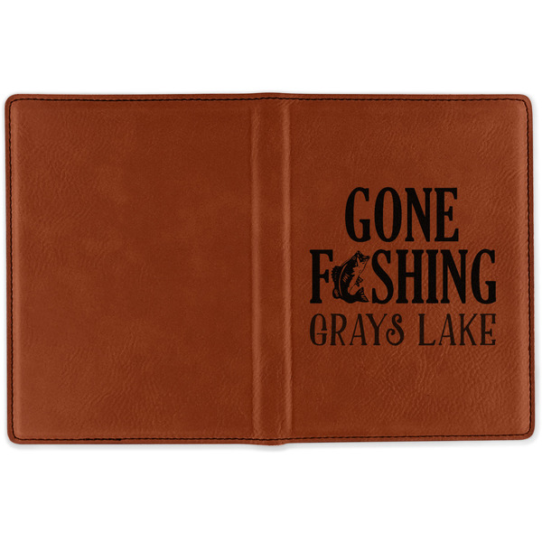 Hunting / Fishing Quotes and Sayings Cognac Leather Passport Holder Outside Single Sided - Apvl