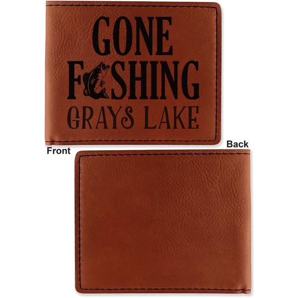 Hunting / Fishing Quotes and Sayings Cognac Leatherette Bifold Wallets - Front and Back Single Sided - Apvl